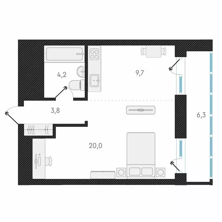 Квартира-студия: Новосибирск, улица Аэропорт, 49/2 (44 м) - Фото 1