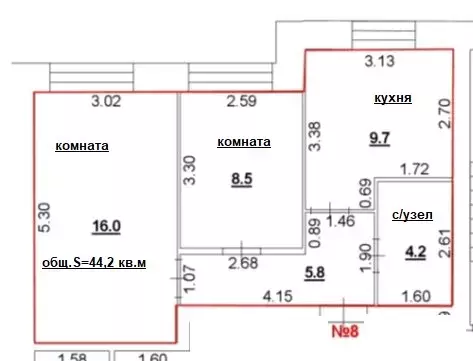 2-комнатная квартира: Кстово, улица Герцена, 6к3 (44.2 м) - Фото 1