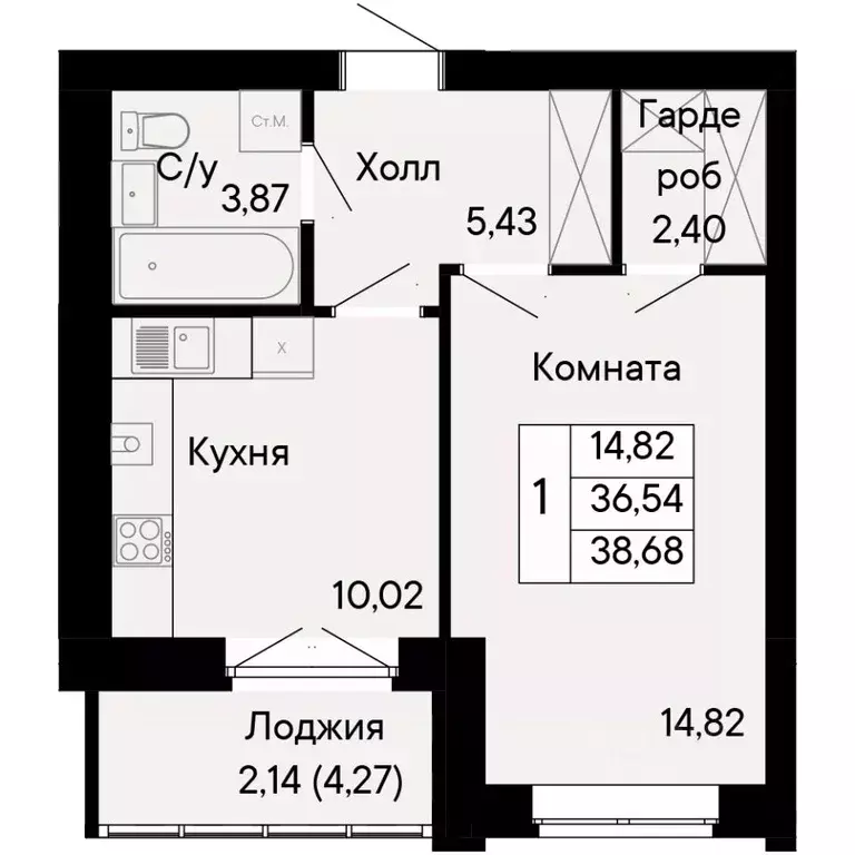 1-к кв. Ростовская область, Ростов-на-Дону Бориславский пер. (38.68 м) - Фото 0