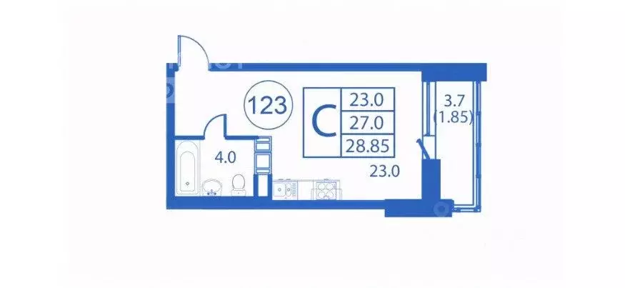 Студия Московская область, Домодедово Авиационный мкр, ул. Жуковского, ... - Фото 2