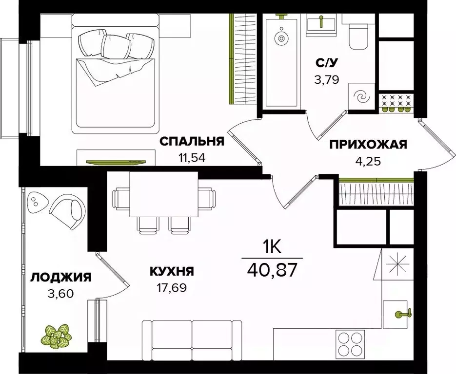 1-к кв. Тульская область, Тула  (40.87 м) - Фото 0