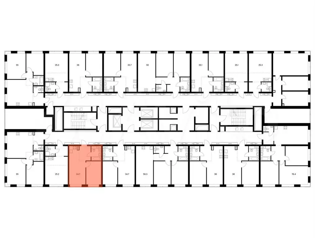 1-к. квартира, 34,7 м, 44/62 эт. - Фото 1