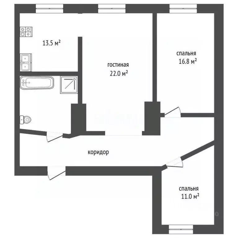 3-к кв. Кемеровская область, Новокузнецк ул. Петракова, 52 (60.0 м) - Фото 2