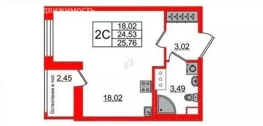 Квартира-студия: Санкт-Петербург, 1-й Предпортовый проезд, 1 (25.8 м) - Фото 1