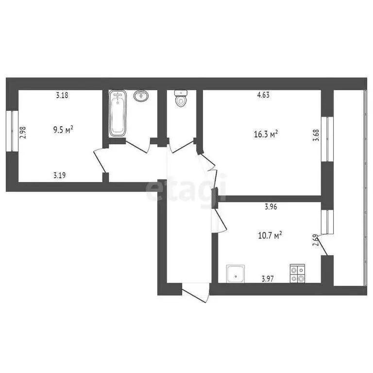 2-комнатная квартира: Вологда, улица Карла Маркса, 123А (55 м) - Фото 1