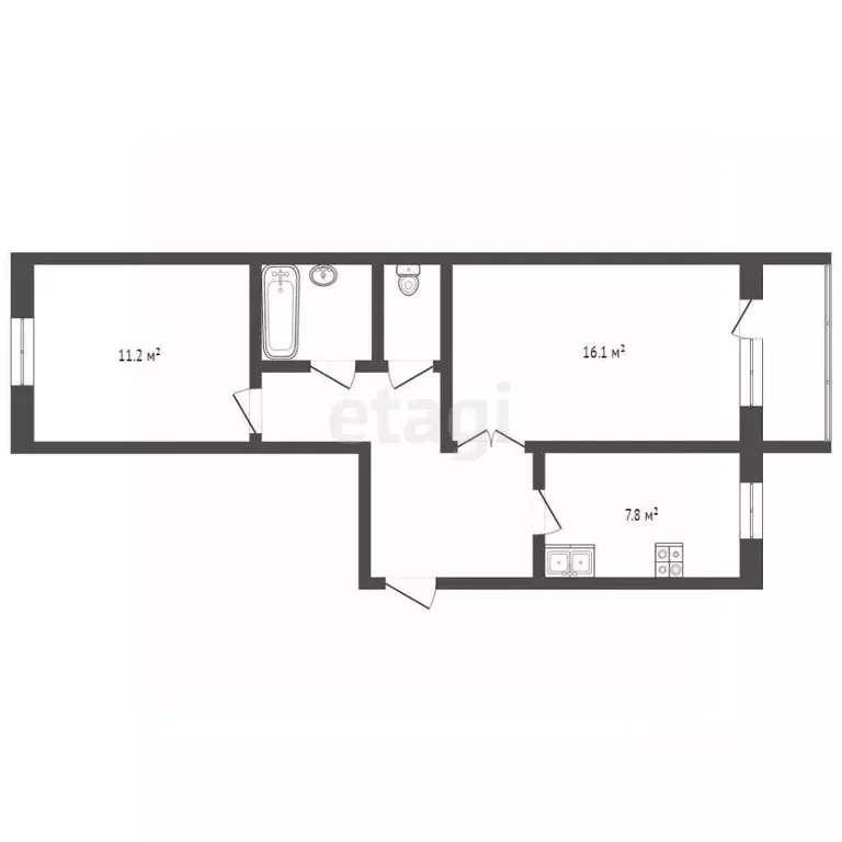 2-к кв. Костромская область, Кострома проезд 1-й Сосновый, 25 (46.0 м) - Фото 1
