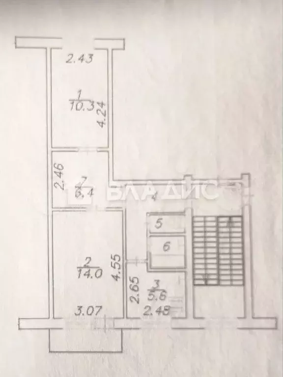 2-к. квартира, 43,5 м, 4/5 эт. - Фото 0