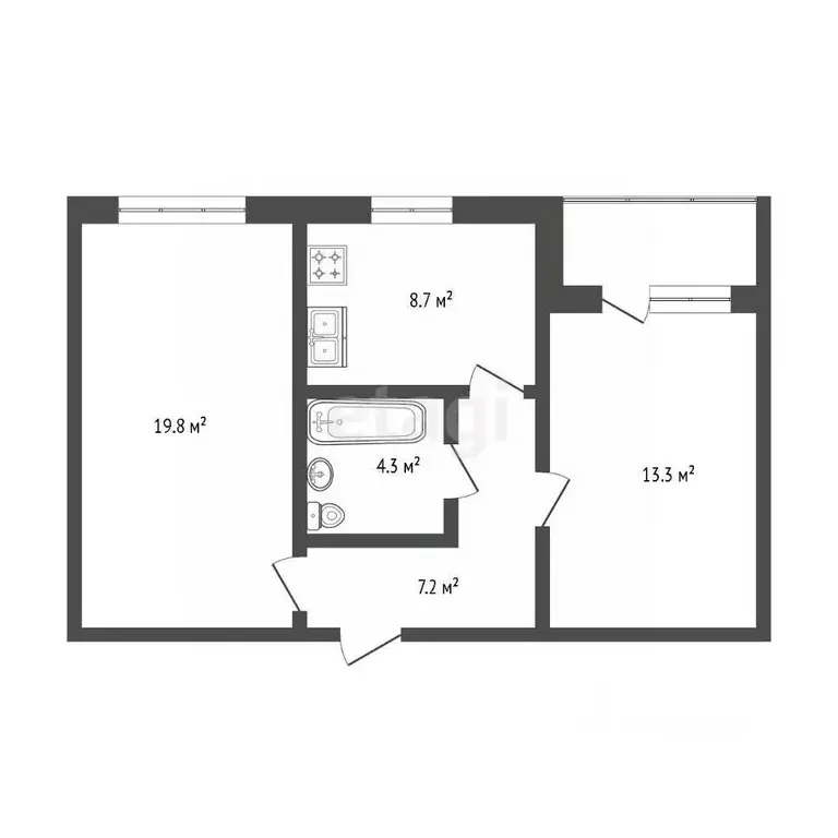 2-к кв. Крым, Симферополь ул. Ленина (44.0 м) - Фото 0