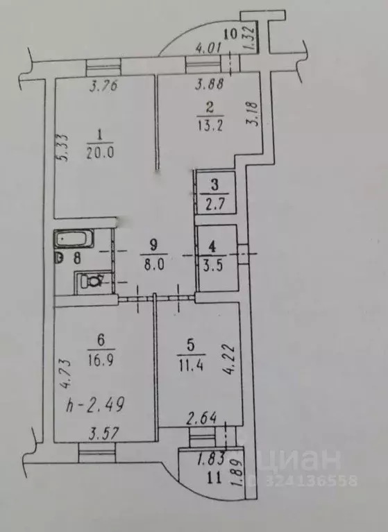 3-к кв. Омская область, Омск ул. 10 лет Октября, 147 (81.0 м) - Фото 2