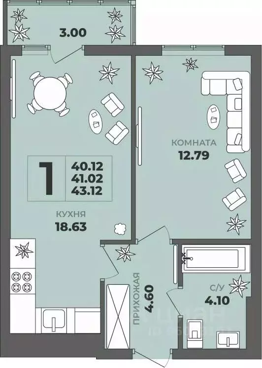 1-к кв. Калининградская область, Калининград ул. Генерала Толстикова, ... - Фото 1