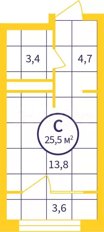 Квартира-студия, 23,7м, 15/24эт. - Фото 1