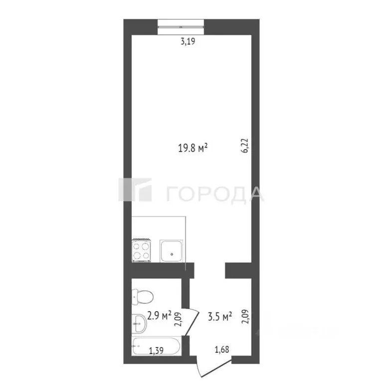 Студия Алтайский край, Барнаул просп. Коммунаров, 120а (28.6 м) - Фото 2