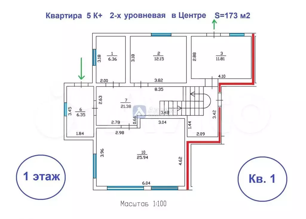 3-к. квартира, 173 м, 2/2 эт. - Фото 0