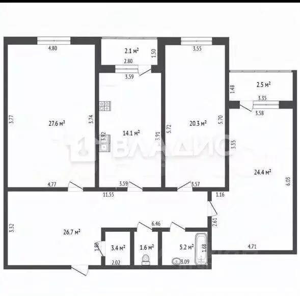 3-к кв. Башкортостан, Стерлитамак Советская ул., 104 (123.0 м) - Фото 1