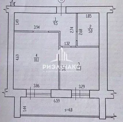 1-к кв. Брянская область, Брянск ул. Тютчева, 1 (48.6 м) - Фото 1