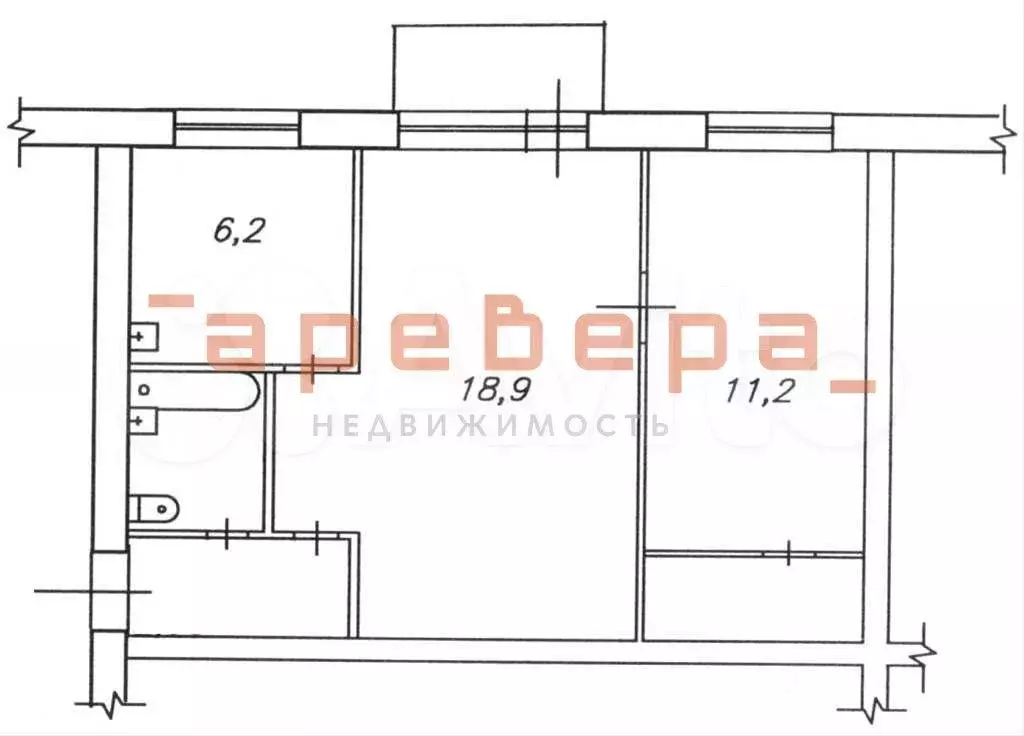 2-к. квартира, 44,7 м, 2/5 эт. - Фото 0