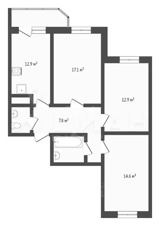 4-к кв. Челябинская область, Миасс просп. Октября, 74 (80.4 м) - Фото 1
