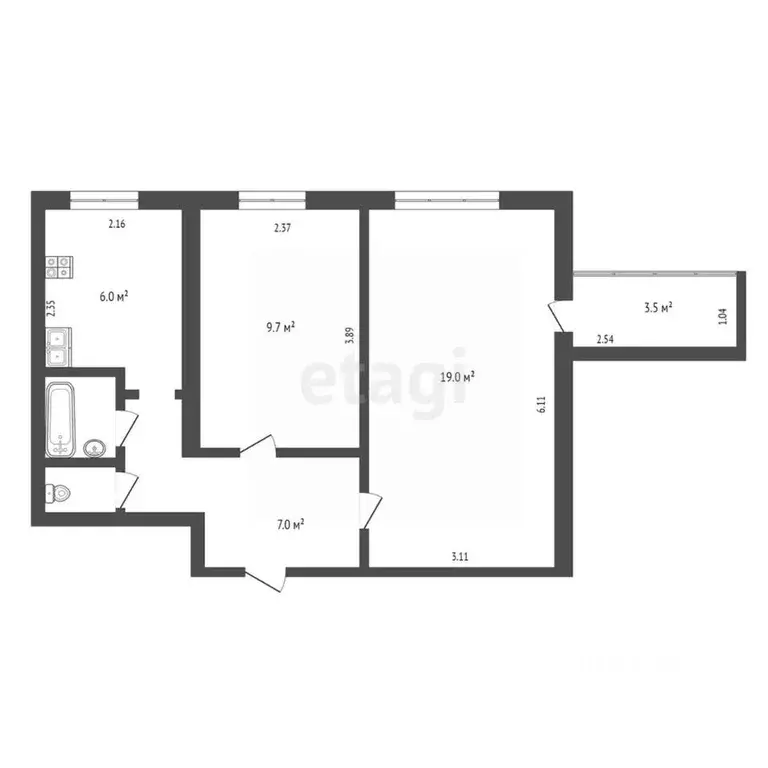 2-к кв. Калужская область, Калуга ул. Кирова, 80 (44.2 м) - Фото 2