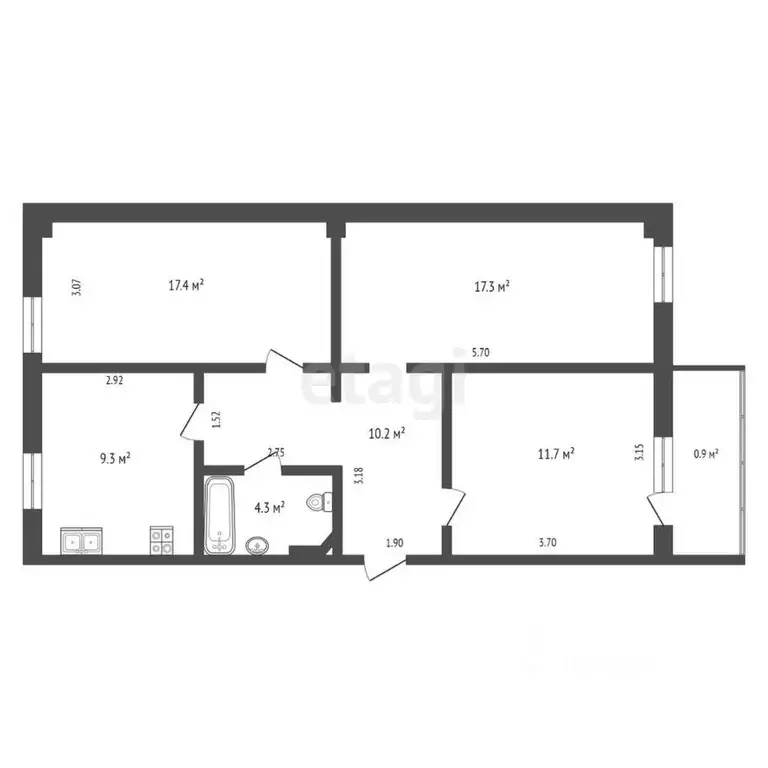 3-к кв. Забайкальский край, Чита Июньская ул., 24 (70.2 м) - Фото 1