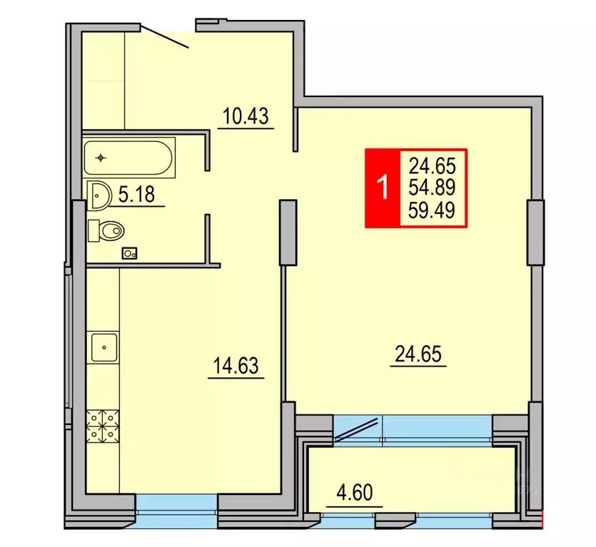 1-к кв. Тверская область, Тверь Петербургское ш., 3к3 (59.49 м) - Фото 0