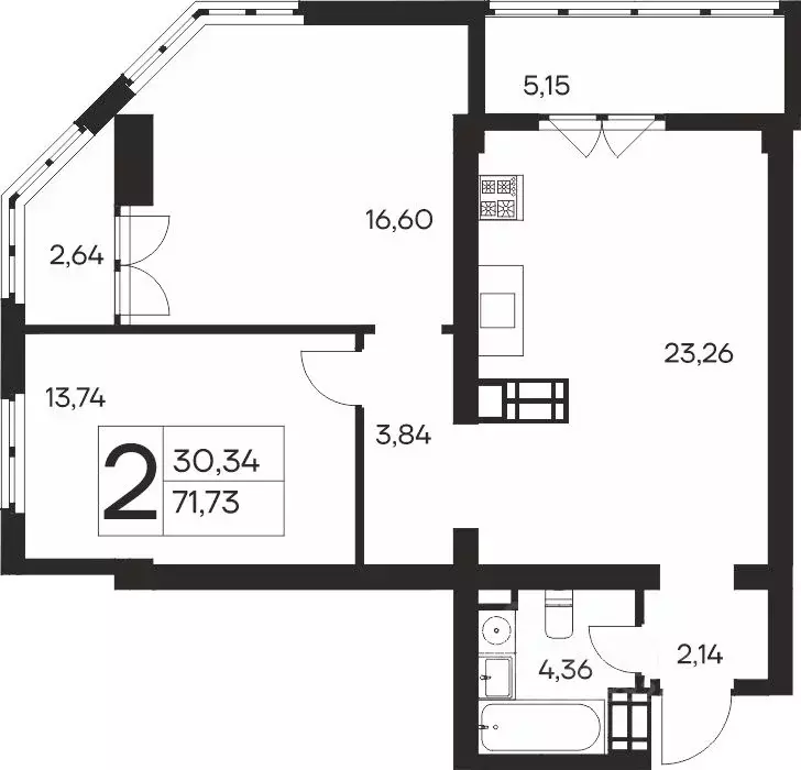 2-к кв. Крым, Ялта Ай-Петри жилой комплекс (71.73 м) - Фото 1