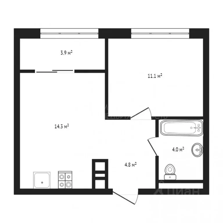 1-к кв. Тюменская область, Тюмень ул. Виктора Тимофеева, 9 (41.0 м) - Фото 2