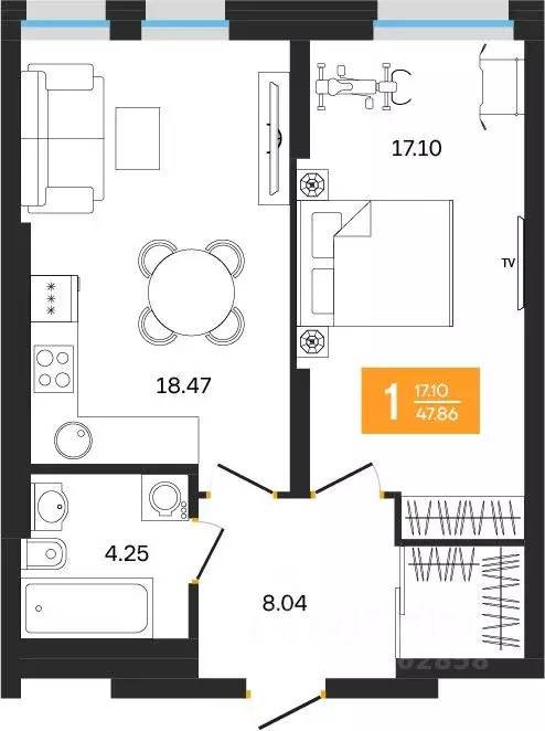 1-к кв. Башкортостан, Уфа ул. Султанова, 28 (47.86 м) - Фото 1
