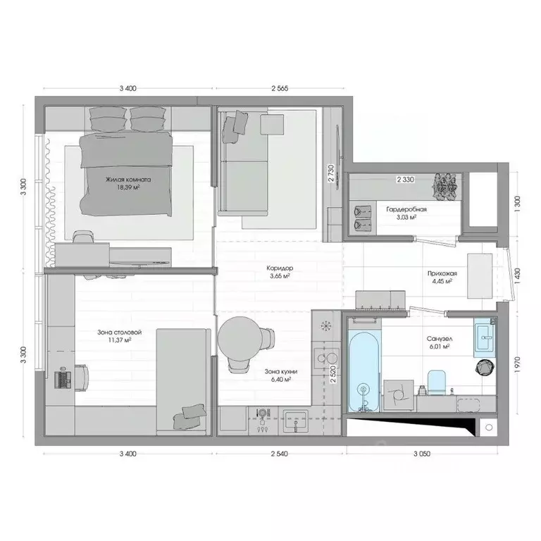 2-к кв. Приморский край, Владивосток ул. Нейбута (54.33 м) - Фото 1