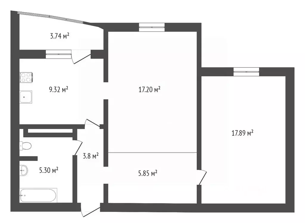 2-к кв. Тюменская область, Тюмень ул. Федюнинского, 60к2 (58.5 м) - Фото 0