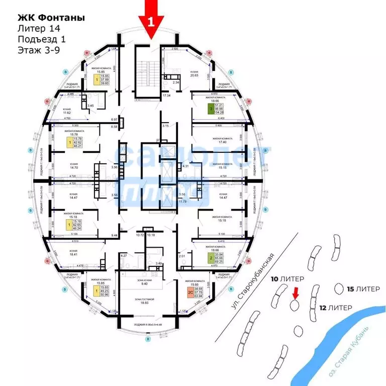 2-комнатная квартира: Краснодар, Воронежская улица, 47Б (69.25 м) - Фото 0