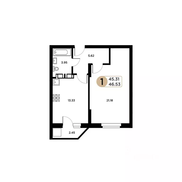 1-к кв. Самарская область, Самара Московское шоссе, 18-й км, 55 (45.31 ... - Фото 1