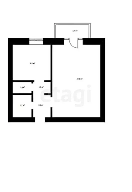 1-комнатная квартира: Узловая, улица Горького, 9 (37 м) - Фото 1