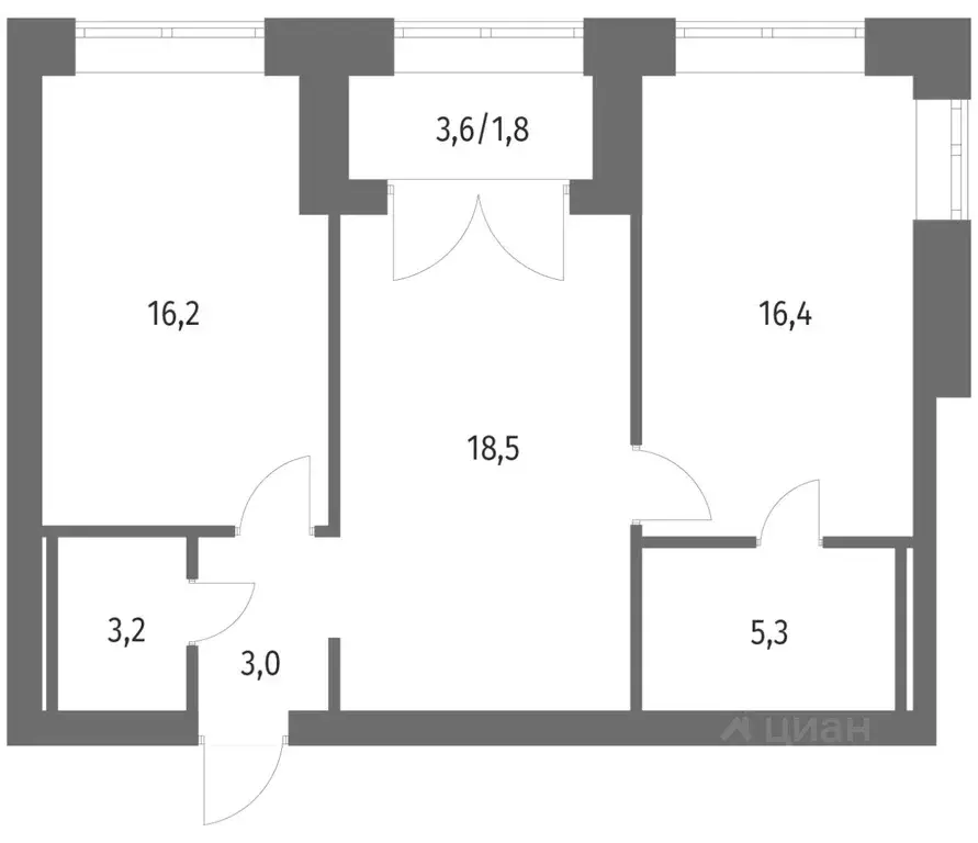 2-к кв. Санкт-Петербург ул. Академика Константинова, 1к1 (64.4 м) - Фото 0