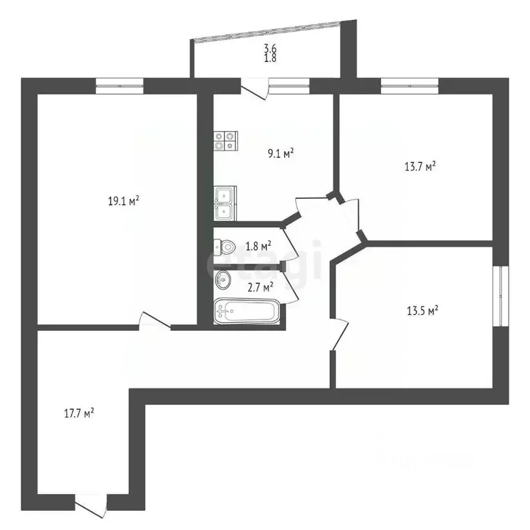 3-к кв. Мордовия, Саранск ул. Кочкуровская, 3 (78.0 м) - Фото 1