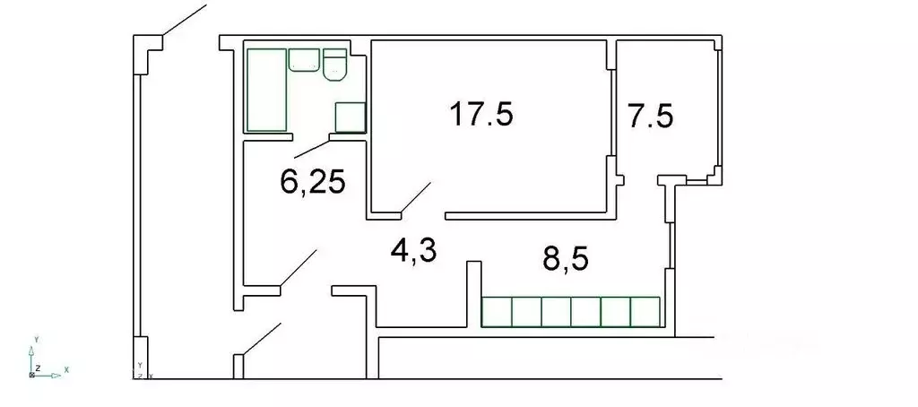 1-комнатная квартира: Алупка, Западная улица, 24 (49 м) - Фото 1