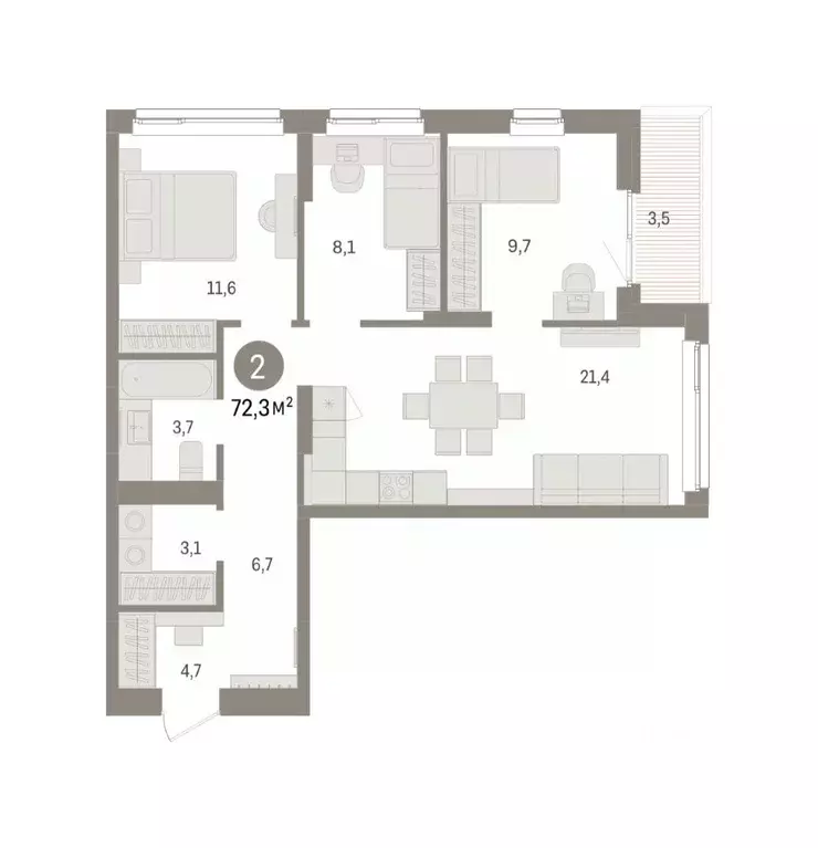 3-к кв. Челябинская область, Сосновский муниципальный округ, пос. ... - Фото 2