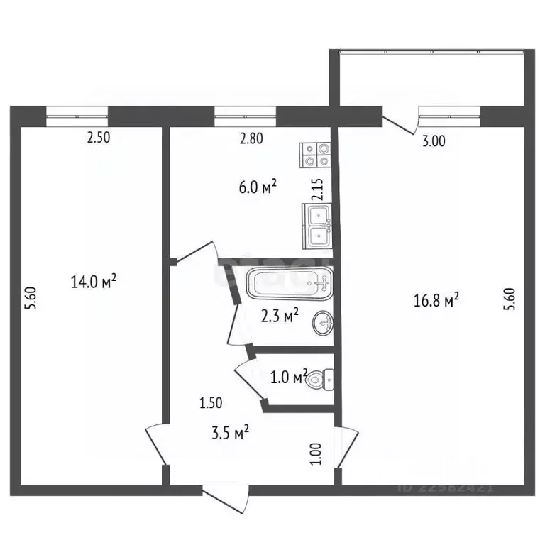 2-к кв. Удмуртия, Ижевск ул. Ворошилова, 13 (43.0 м) - Фото 2