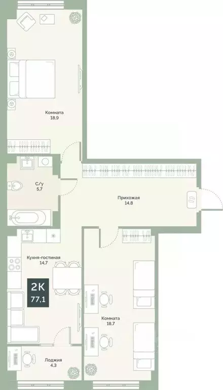 2-к кв. Курганская область, Курган Заозерный жилрайон, 6А мкр, ул. ... - Фото 1