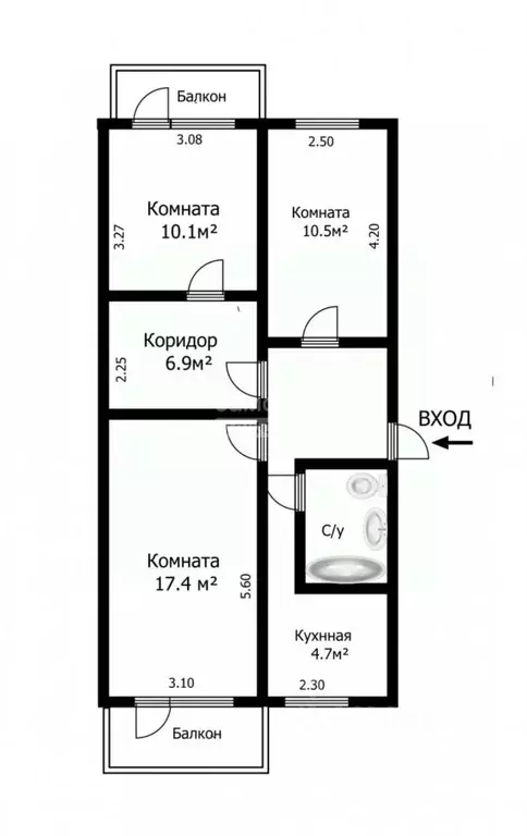 3-к кв. Томская область, Томск Академгородок мкр, ул. 30-летия Победы, ... - Фото 1