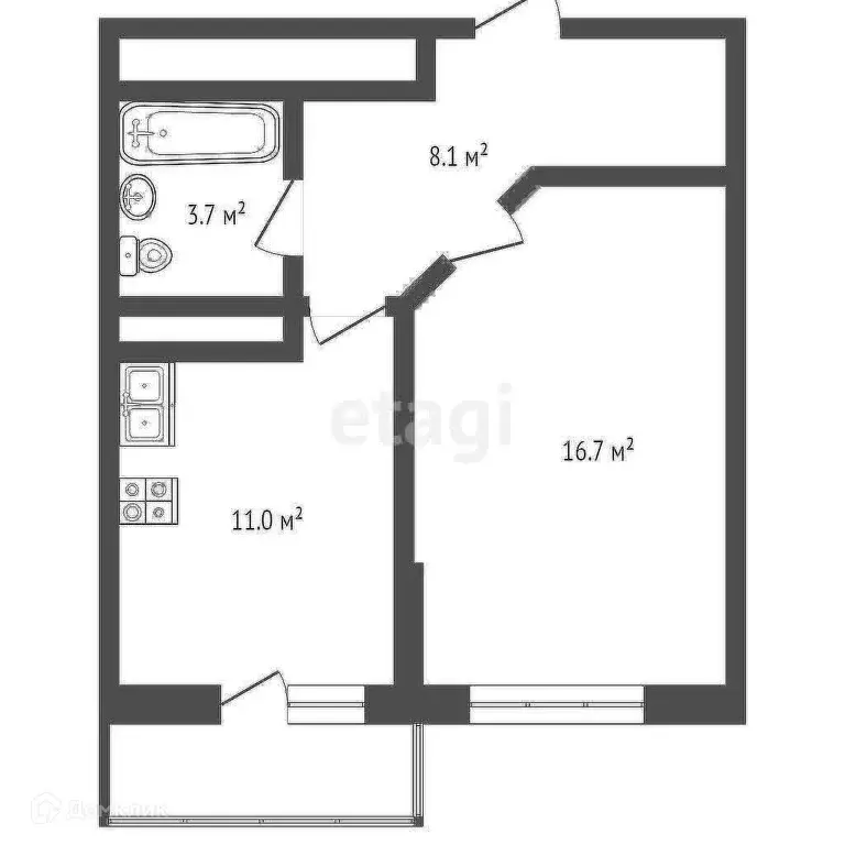 Продаётся 1-к квартира, 43.87 м - Фото 0