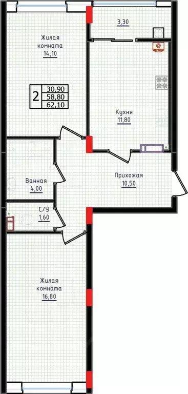 2-к кв. Ставропольский край, Ставрополь ул. Якова Андрюшина, 6 (62.1 ... - Фото 0