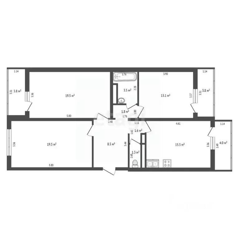 3-к кв. Краснодарский край, Анапа ул. Адмирала Пустошкина, 22к11 (89.3 ... - Фото 2