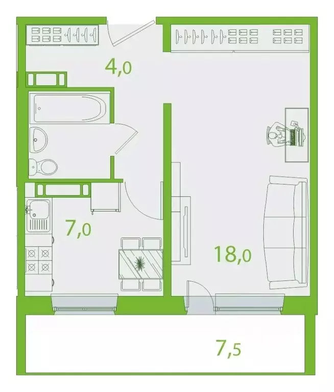 1-к кв. Томская область, Томск ул. Пришвина, 52 (34.72 м) - Фото 0