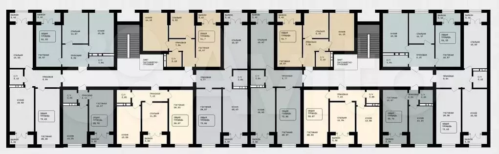 2-к. квартира, 73 м, 4/8 эт. - Фото 0