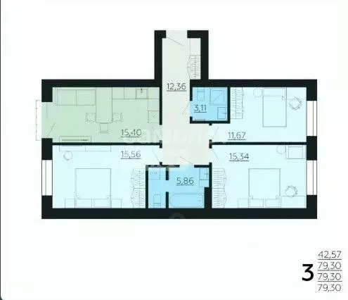 3-к кв. Липецкая область, Липецкий муниципальный округ, с. Ленино ... - Фото 2