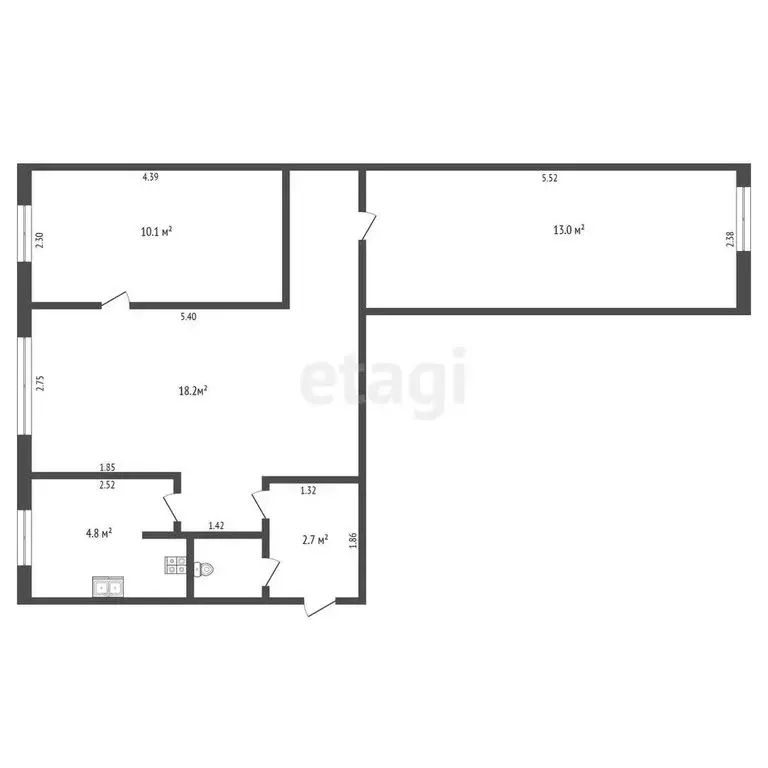 3-комнатная квартира: Саки, Курортная улица, 67 (49.6 м) - Фото 0