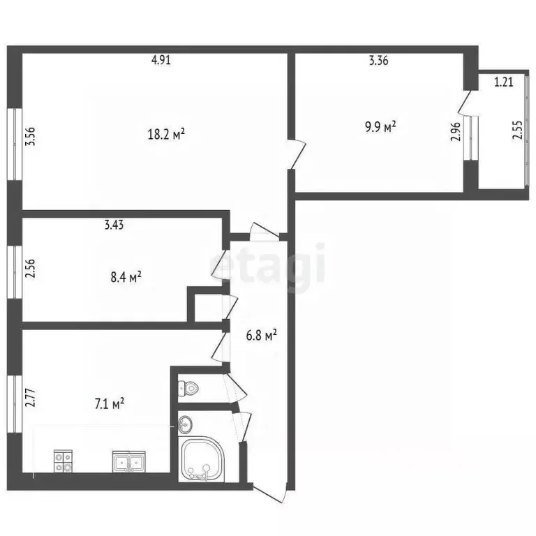 3-к кв. Московская область, Люберцы Шоссейная ул., 11 (55.0 м) - Фото 2