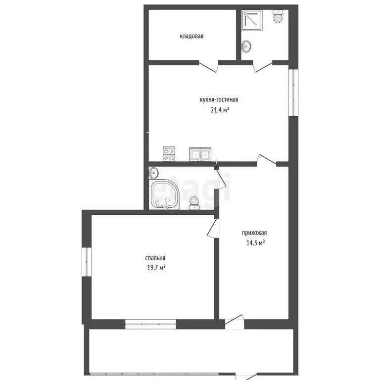 2-комнатная квартира: Восход, улица Авроры, 52 (71.2 м) - Фото 1
