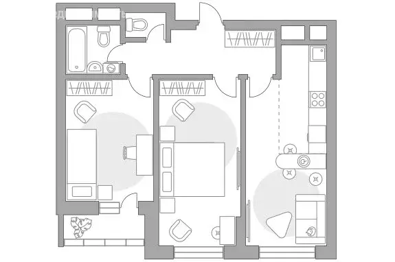 3-комнатная квартира: Красногорск, жилой комплекс Ильинойс (58.78 м) - Фото 1