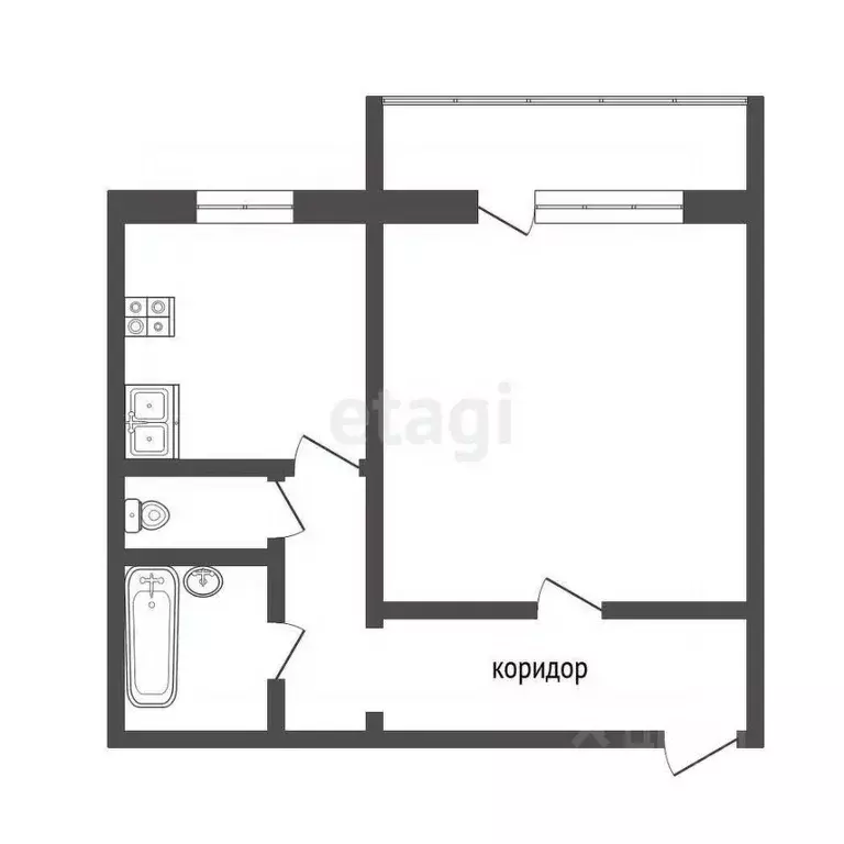 1-к кв. Челябинская область, Челябинск Аральская ул., 212 (31.8 м) - Фото 1